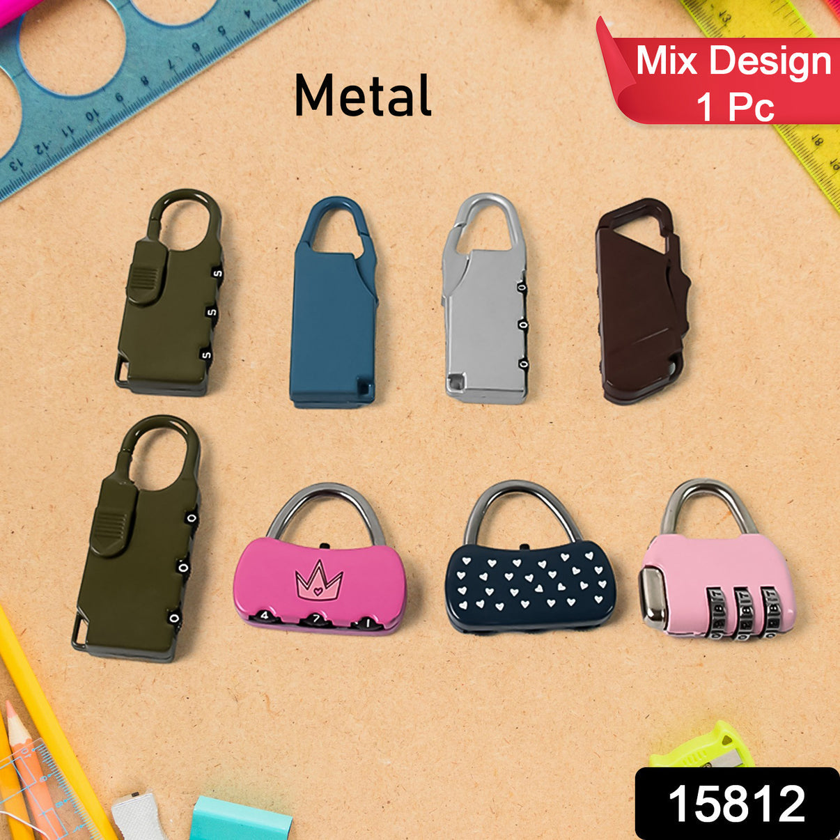 Digit Metal Combination Number Lock in Mix Design Color