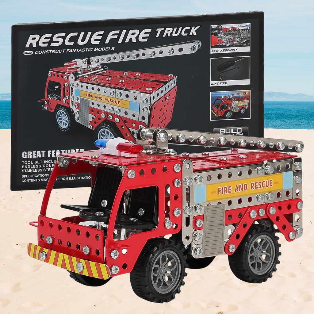 Metal DIY Fire Truck Building Kit – 292 Pc Mechanical Construction Set (Age 8+)