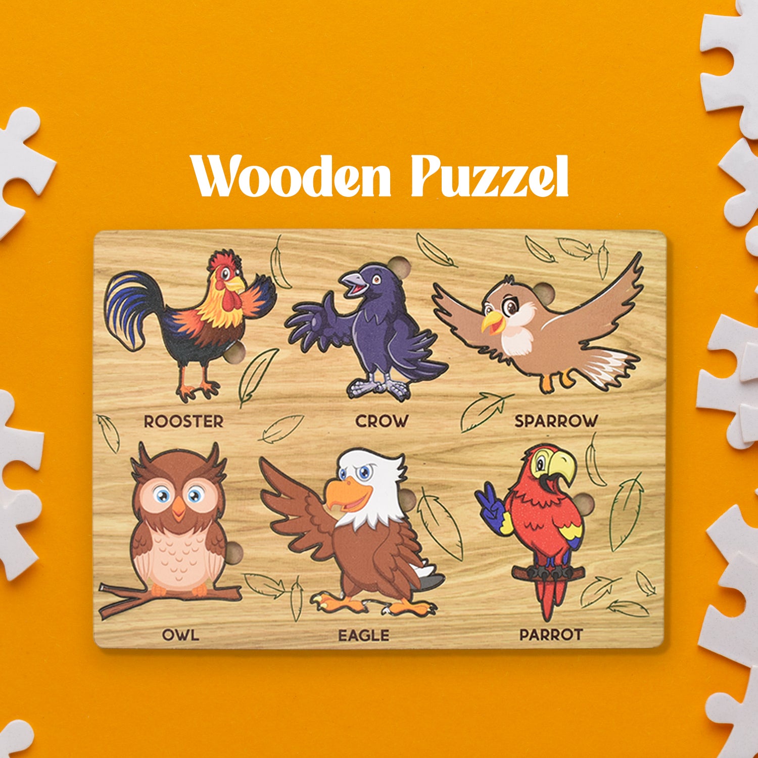 Wooden Bird Puzzle Board - Educational Animal Learning Toy for Kids Development