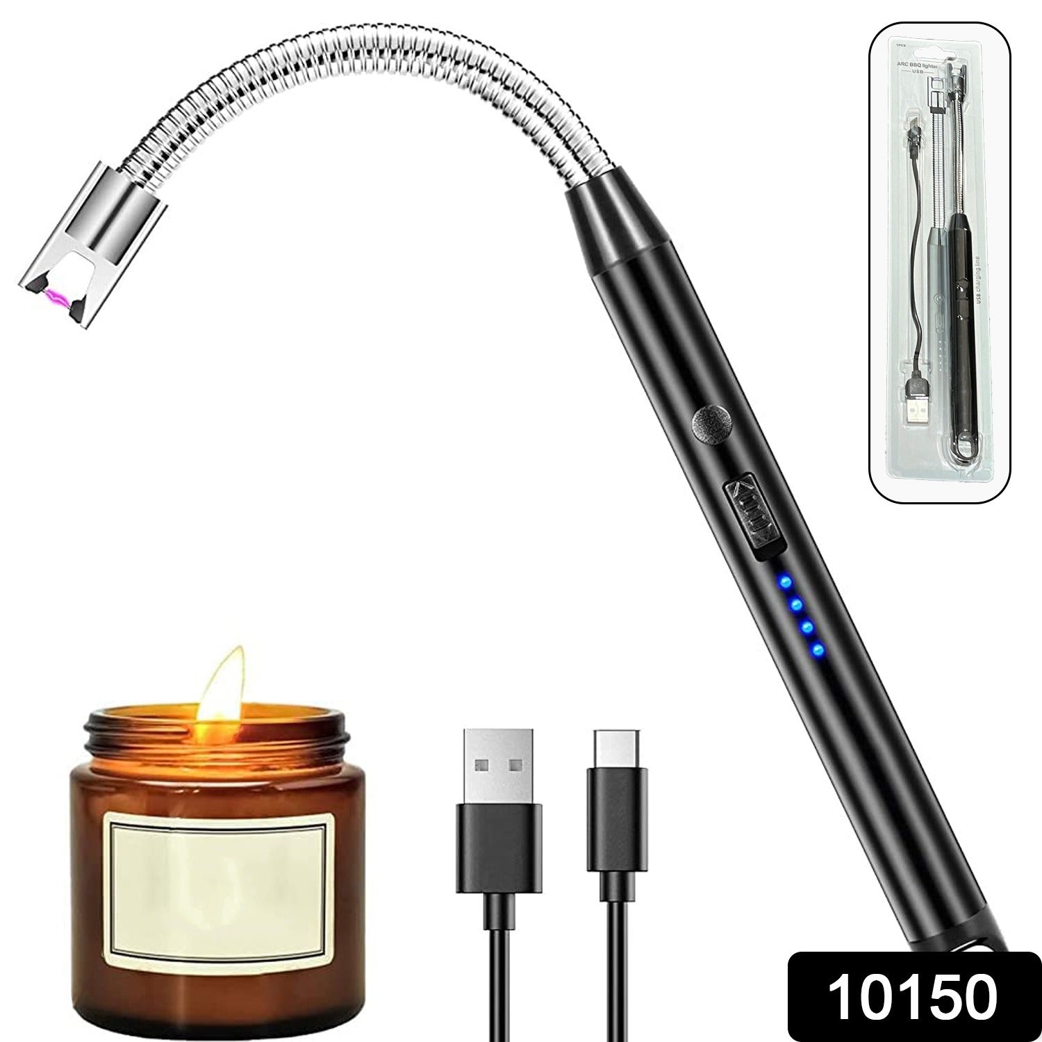 USB Rechargeable Electric Arc Lighter - Long Flexible Windproof Plasma Lighter