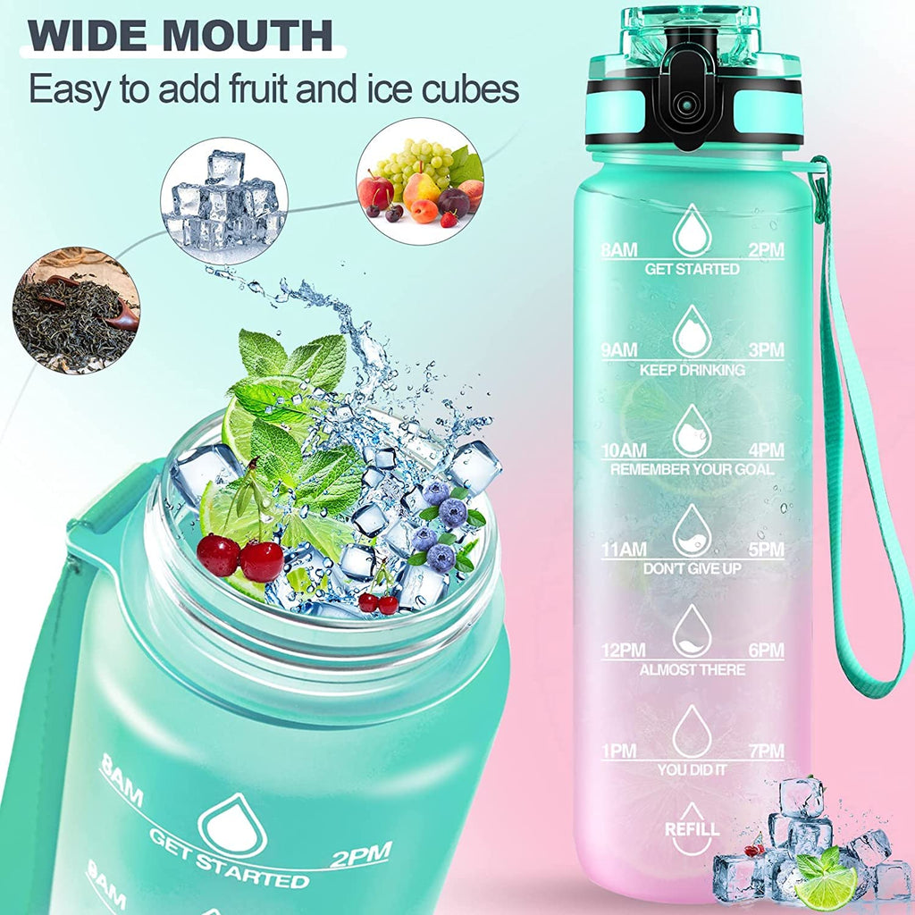 Motivational Water Bottle with Straw – BPA-Free & Leakproof (600–700 ML)