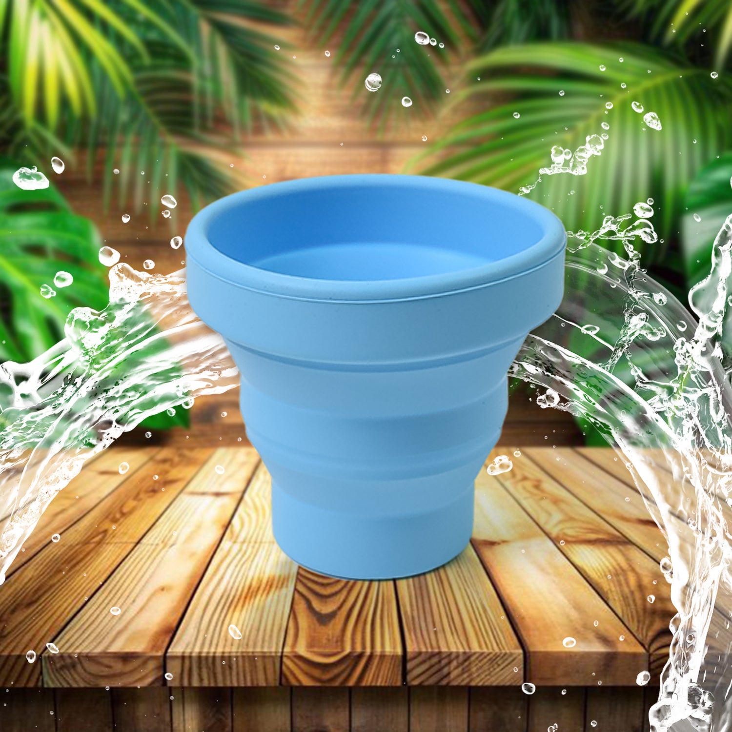 Round Silicone Foldable Glass – Lightweight Travel Mug Without Lid | BPA-Free & Collapsible (1 Pc)