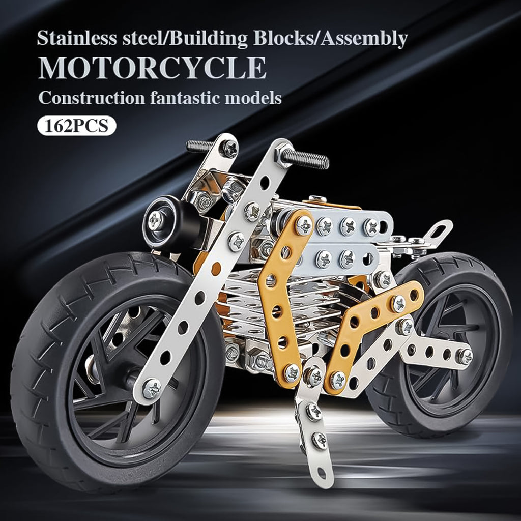 Metal DIY Bike Building Kit – 162 Pc Educational Construction Set (Age 8+)