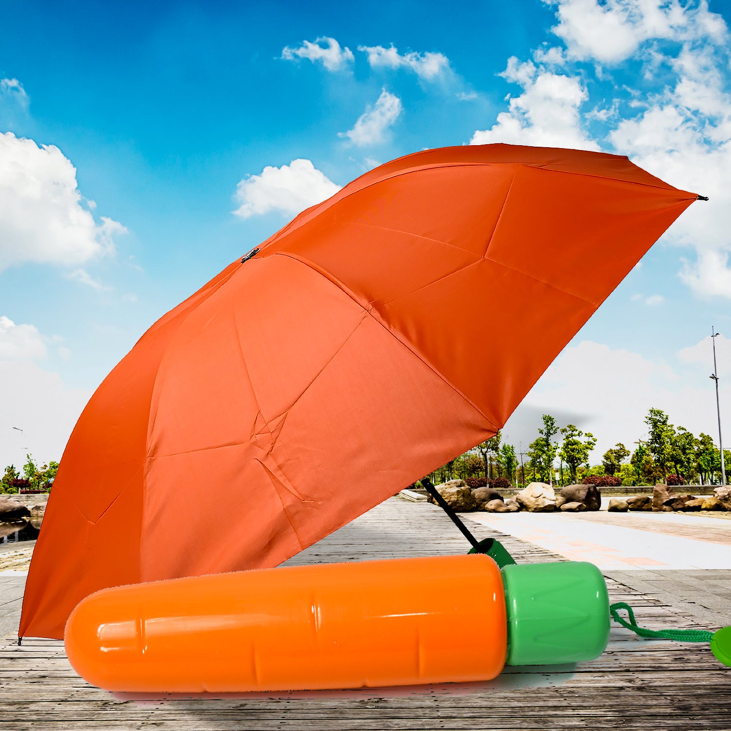 Vegetable-Shaped Folding Umbrella – Compact, UV & Rain Protection | Cute Travel Umbrella with Case (1 Pc)