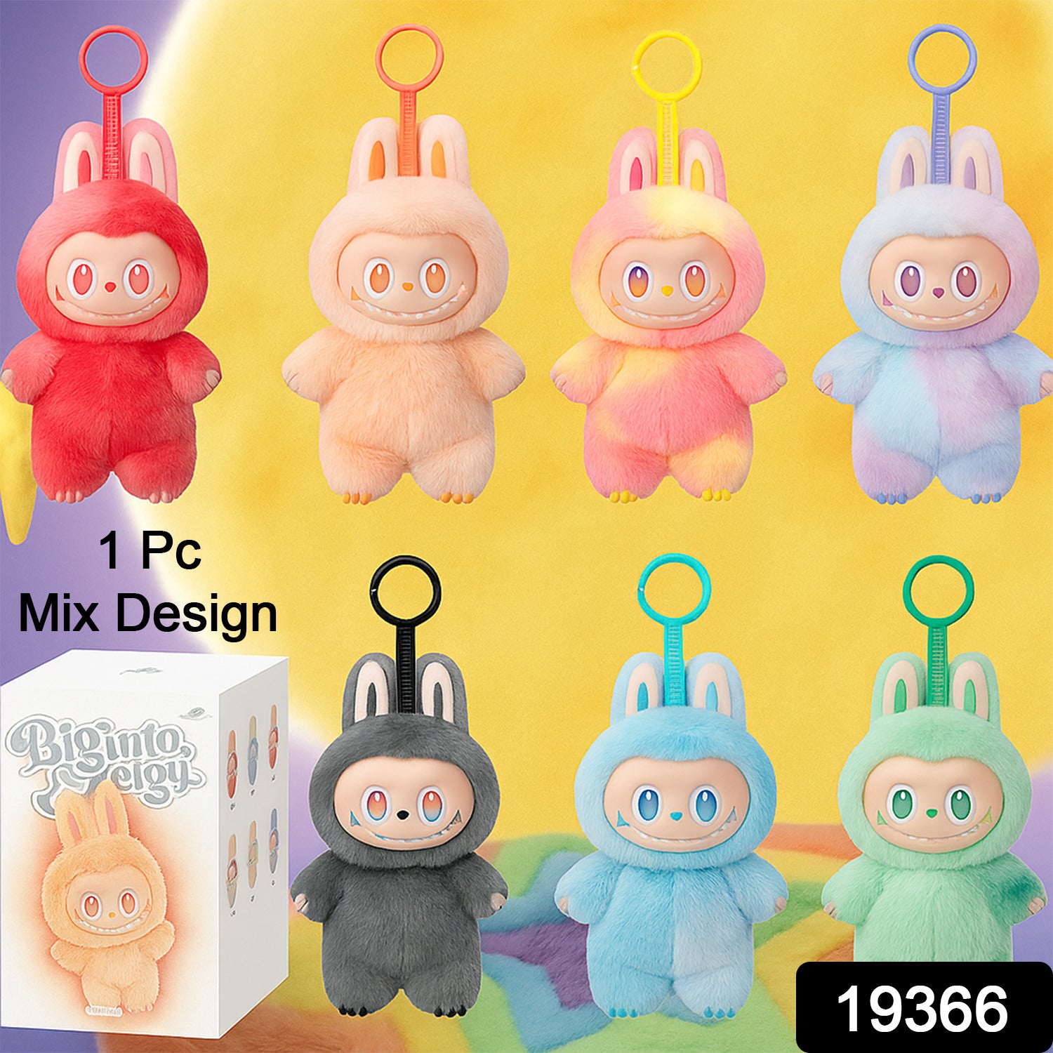 Plush Toy Cartoon Keychain with Hook – 1 Pc (Mix Design)