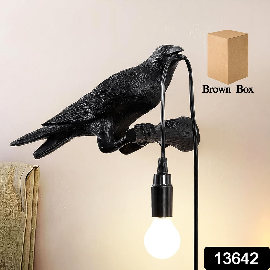 Crow Bird Table Lamp – Vintage Raven Light with Edison Bulb