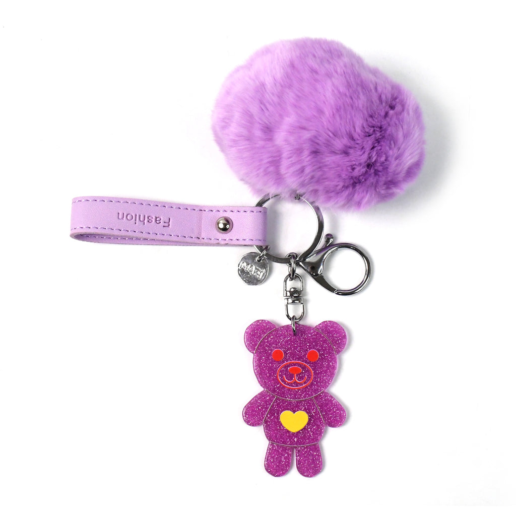 Cute Cartoon Keychain With Fluffy Pom (1 Pc)