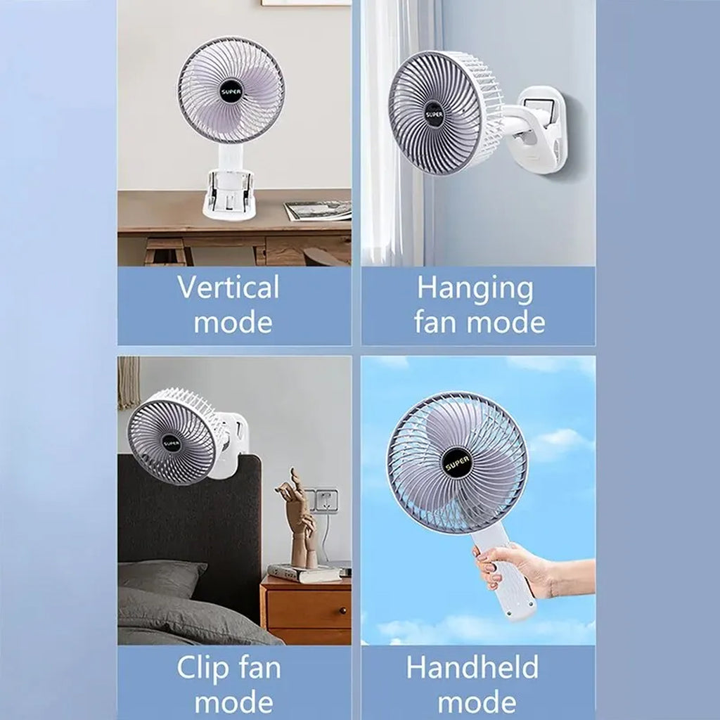 Multifunctional USB Desk Fan – Low Noise | 360° Airflow | Clip-On Personal Cooler (1 Pc / With Brown Box)