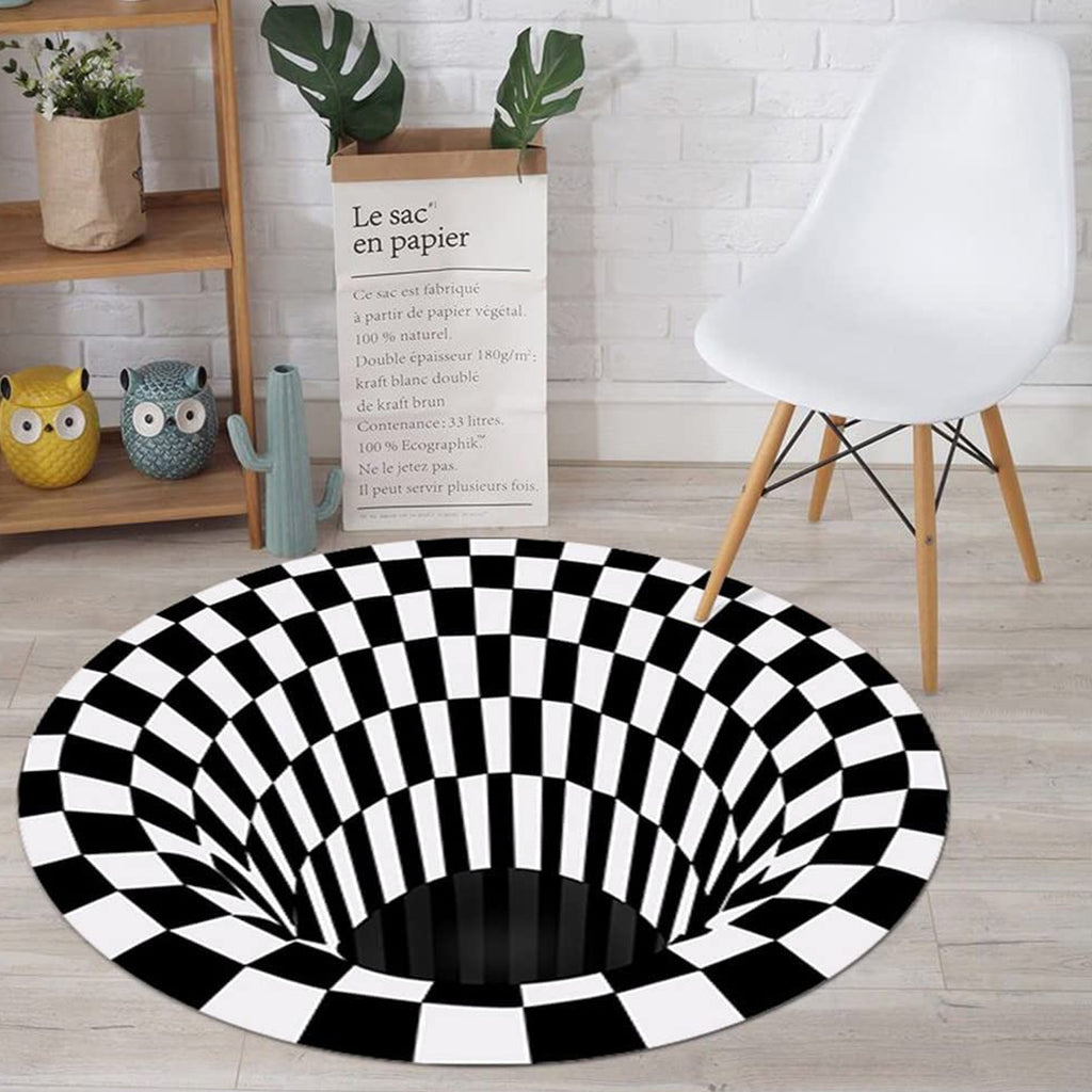 3D Vortex Optical Illusion Round Carpet – Non-Slip, Velvet Floor Rug for Modern Home Decor
