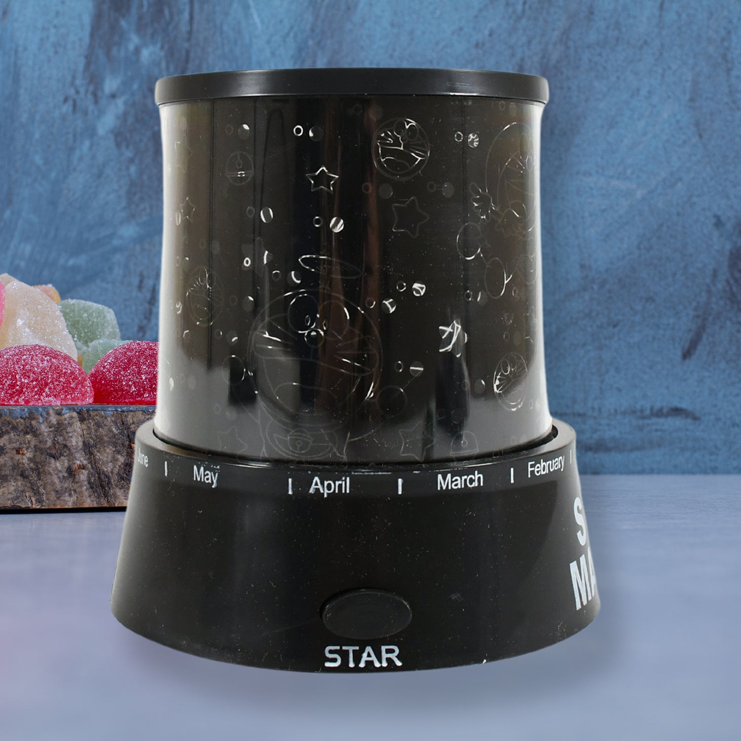 LED Star Projector Night Light – Rotating Lamp with Music Function & Multi-Color Projection (Battery Operated)