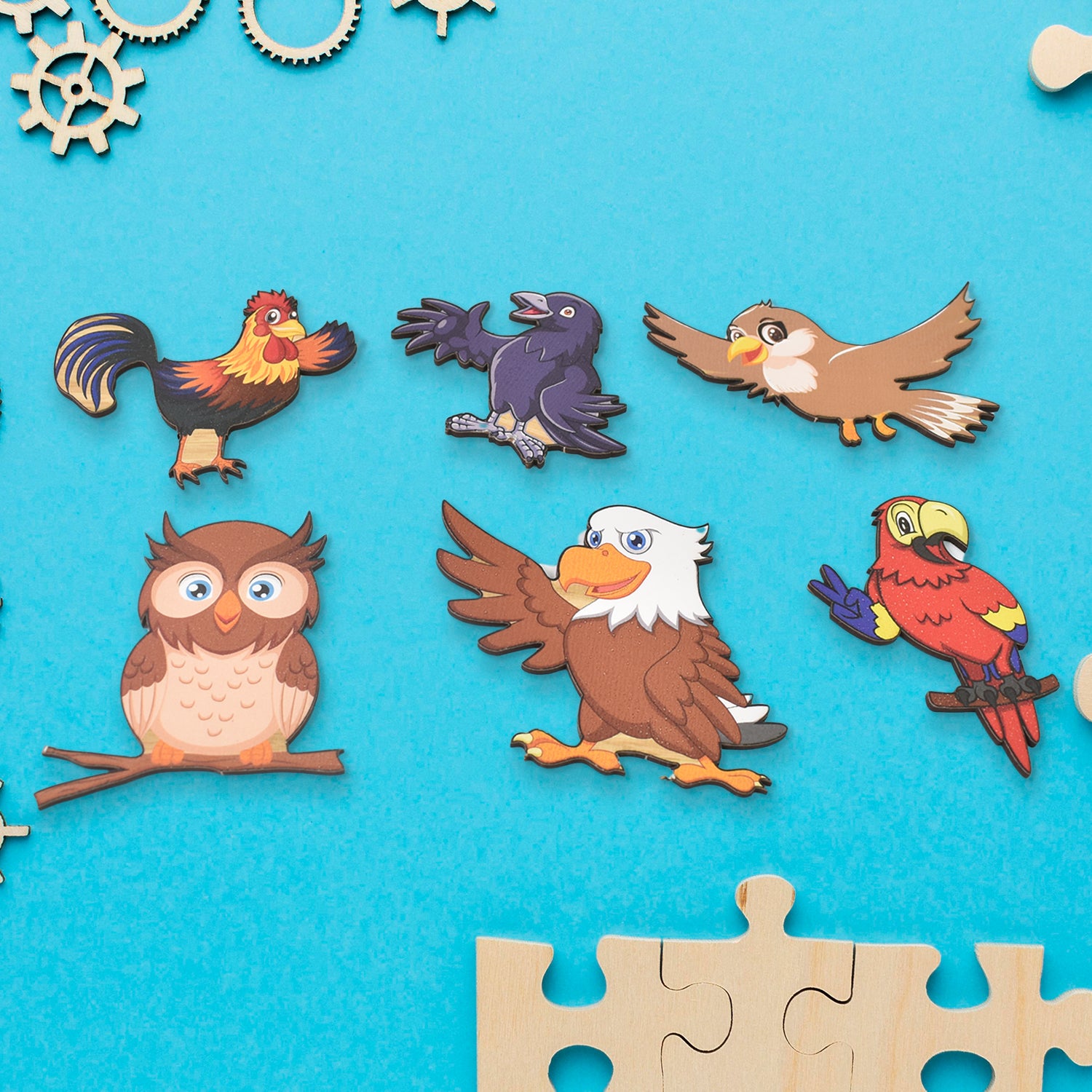 Wooden Bird Puzzle Board - Educational Animal Learning Toy for Kids Development