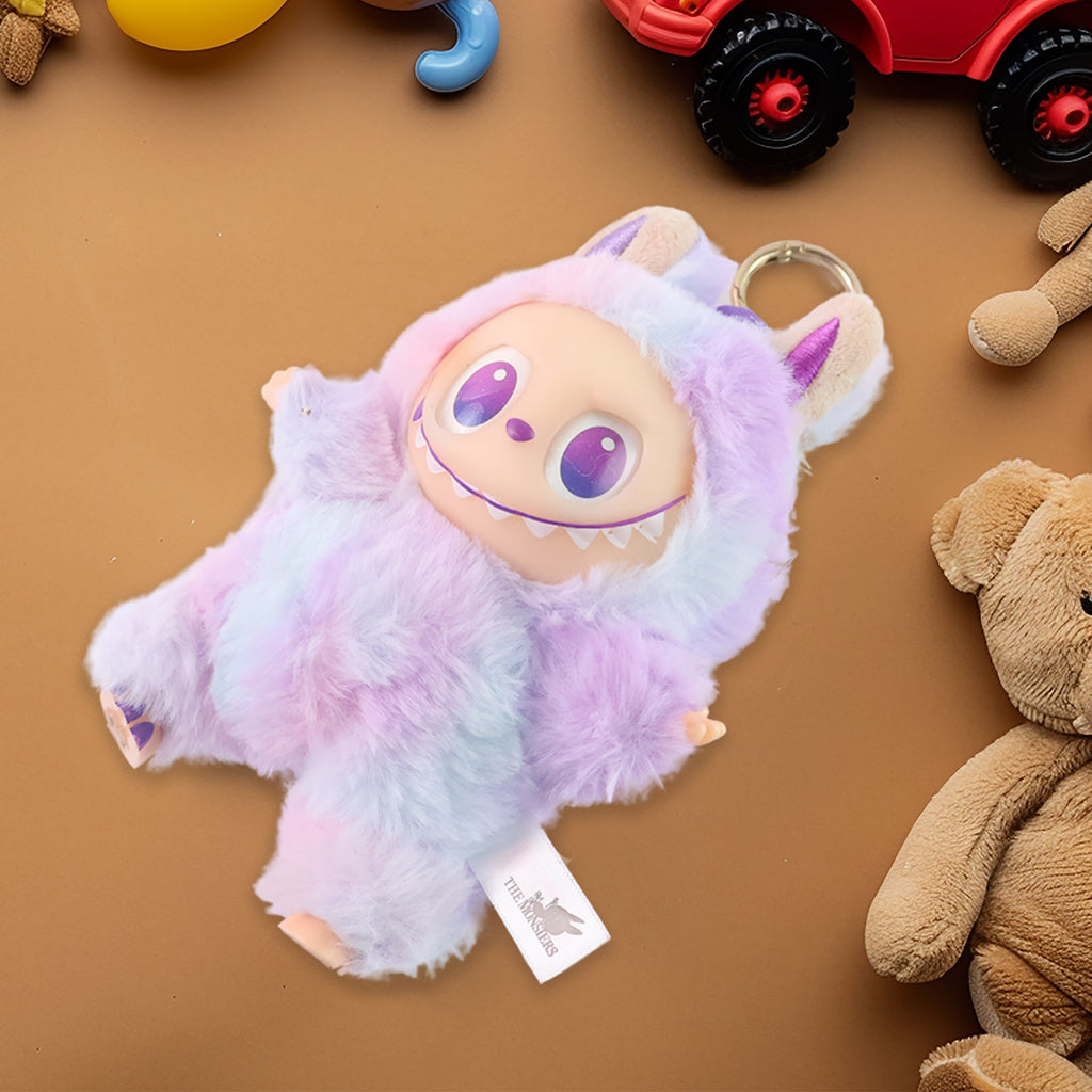 Light Purple Plush Toy Keychain – Soft Mini Cartoon Animal with Hook for Bags, Kids & Gifting