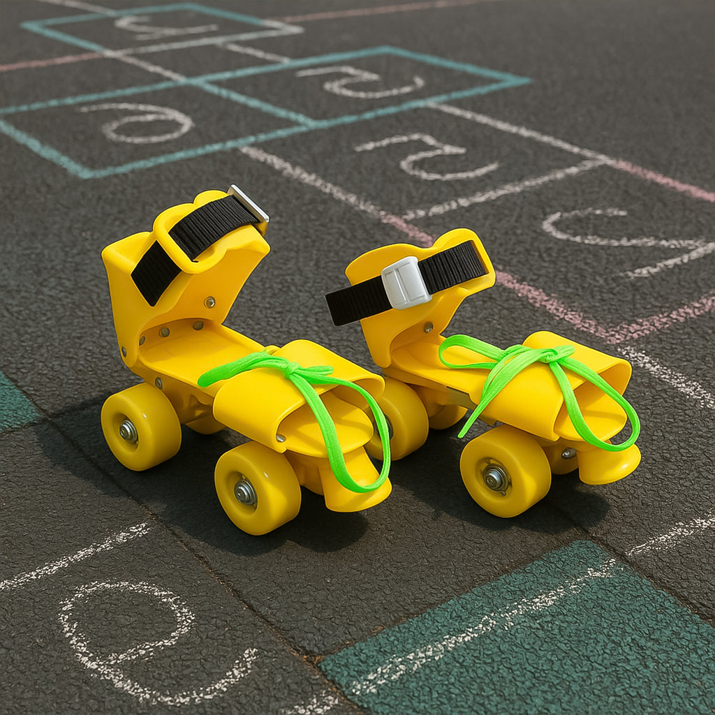 Adjustable Kids Quad Skates – Lightweight Skating Shoes with Strap & Laces