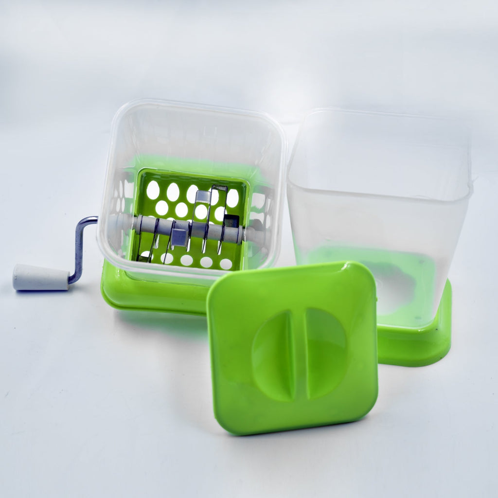 Vegetable & Onion Quick Chopper with Rotating Stainless Steel Blades – Easy Manual Cutter