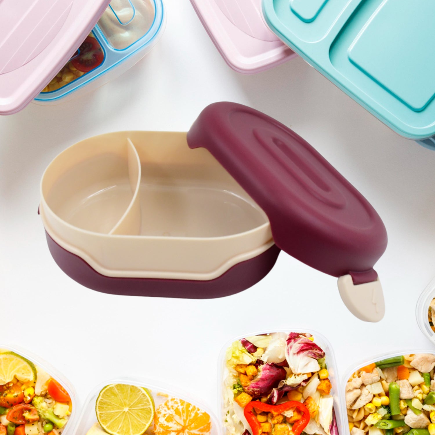 2-Compartment Airtight Lunch Box with Spoon – Leak-Proof Tiffin for School & Office