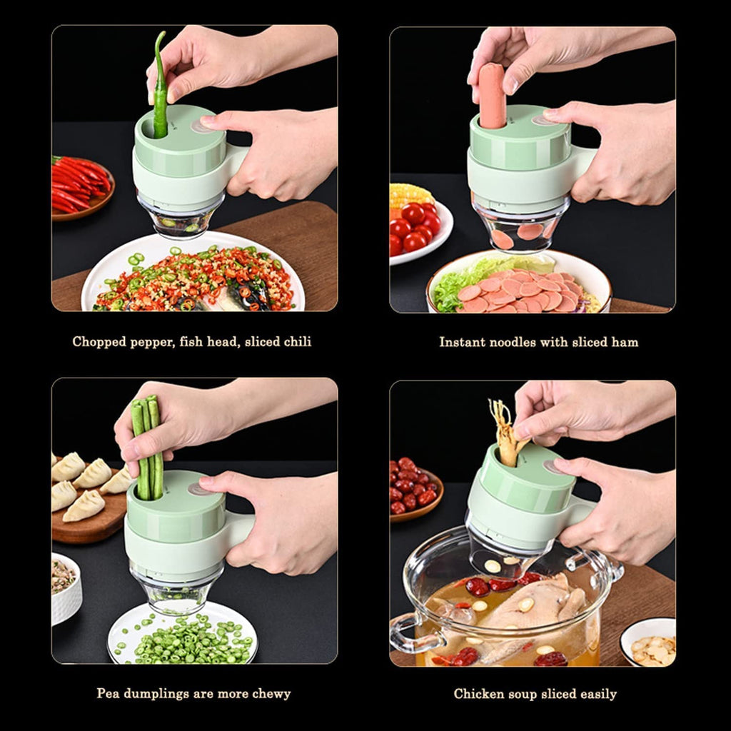 4 in 1 Electric Handheld Vegetable Cutter & Food Chopper Set – Multifunction Slicer