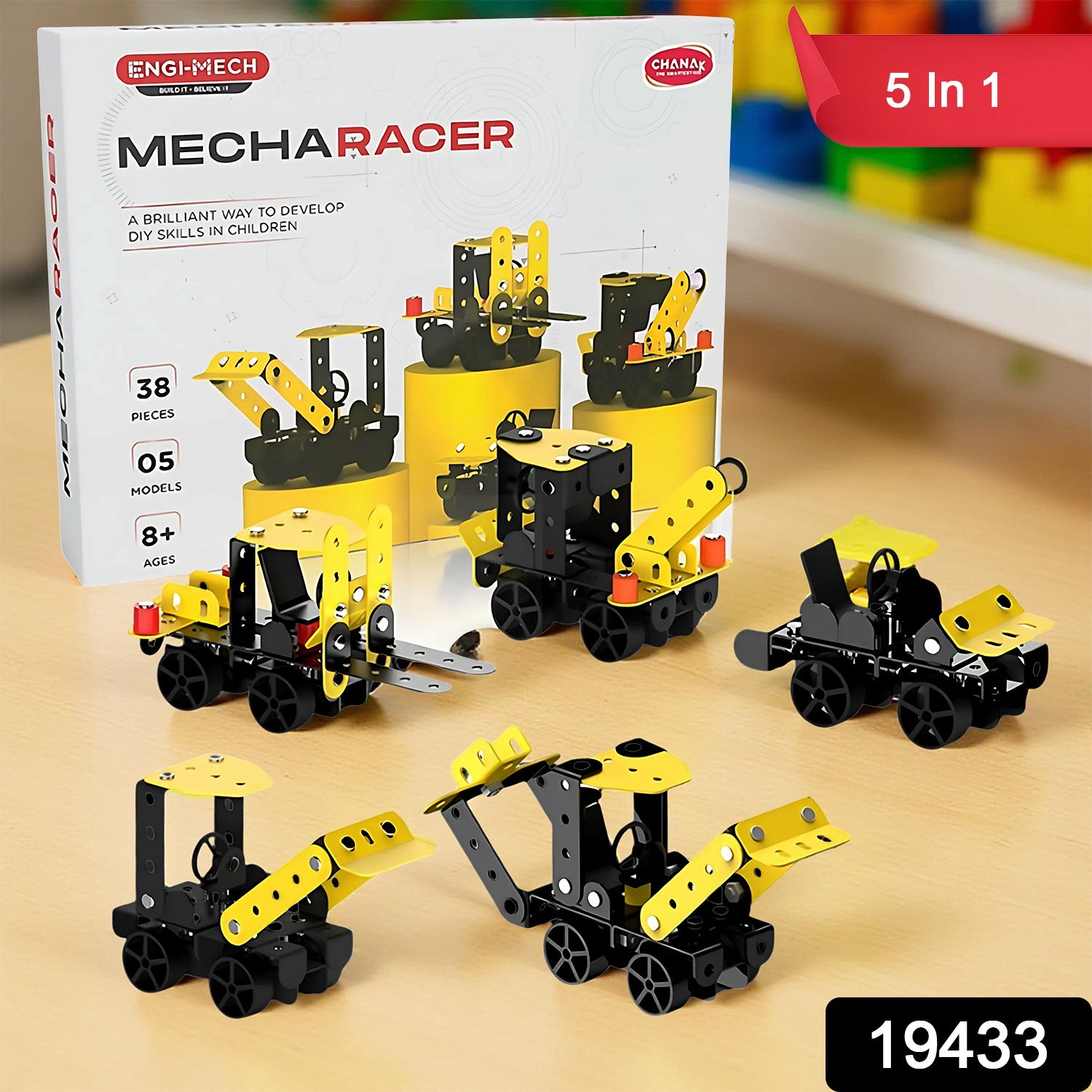 Aditi STEM Educational Mecha Racer DIY Construction Kit - 5-in-1 Building Set for Kids