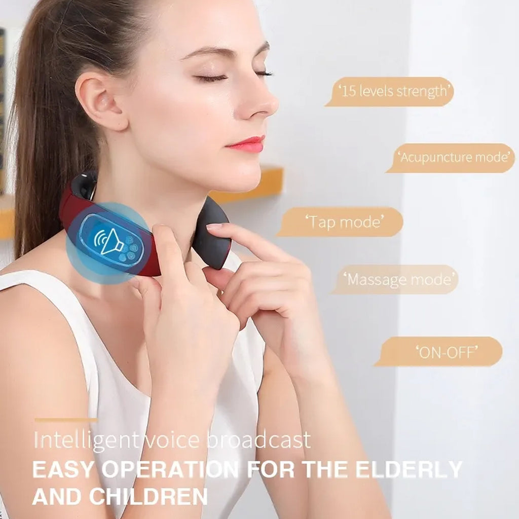 6 Heads Smart Electric Neck And Back Pulse Massager Wireless