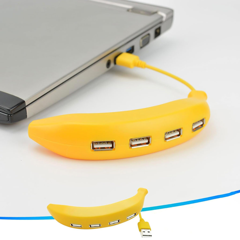 Banana Shape 4-Port USB Hub – High-Speed USB 2.0 Splitter for Laptop & PC (1 Pc)