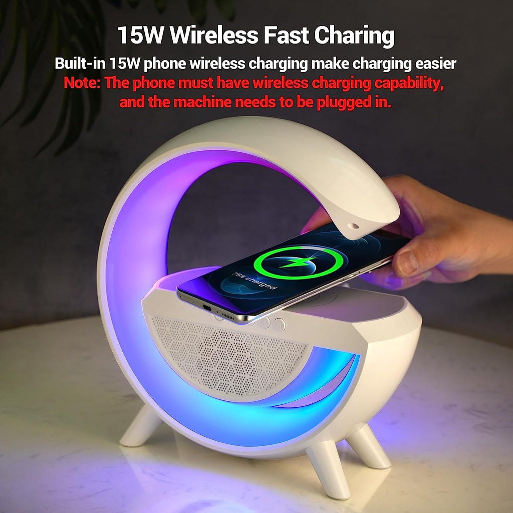 3-in-1 LED Night Lamp with Bluetooth Speaker & Wireless Charger