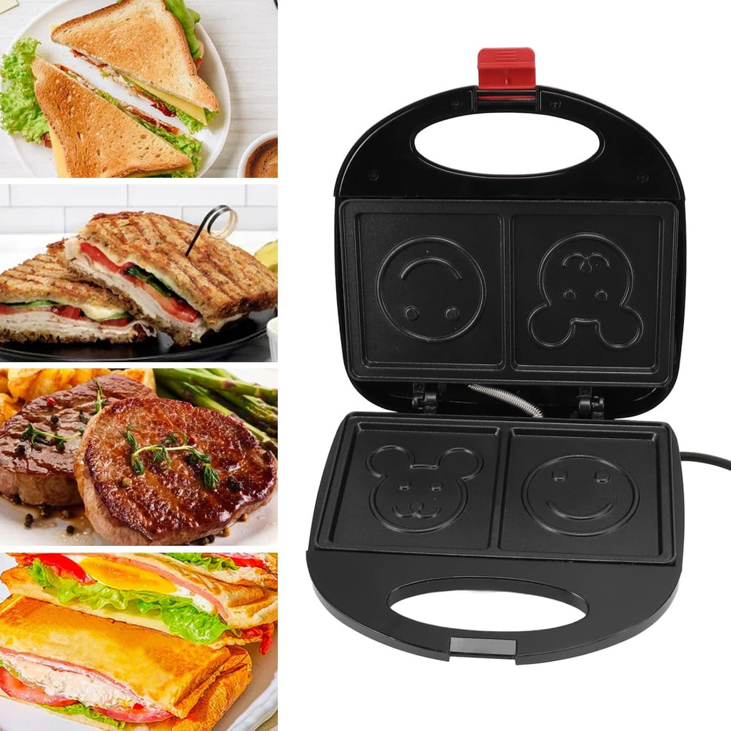 Professional 750W Double-Sided Electric Sandwich Maker - High Power Grill with Even Heating