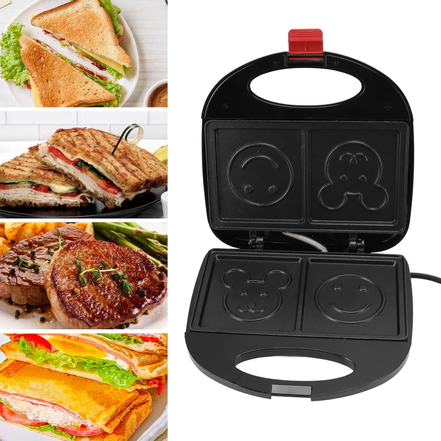 Professional 750W Double-Sided Electric Sandwich Maker - High Power Grill with Even Heating