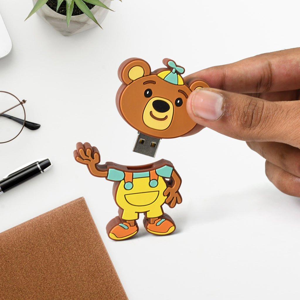Cartoon Shape 15GB USB Flash Drive – Preloaded with Baby Rhymes | Plug & Play Pen Drive (1 Pc)