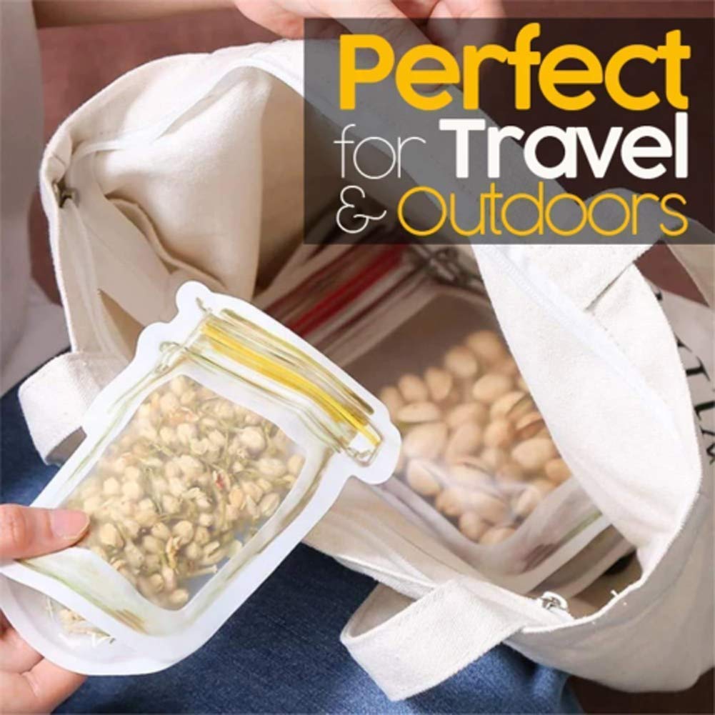 Transparent Jar-Shaped Stand-Up Pouch Set – Reusable Airtight Zipper Bags (Small, Medium, Large – Multipack)