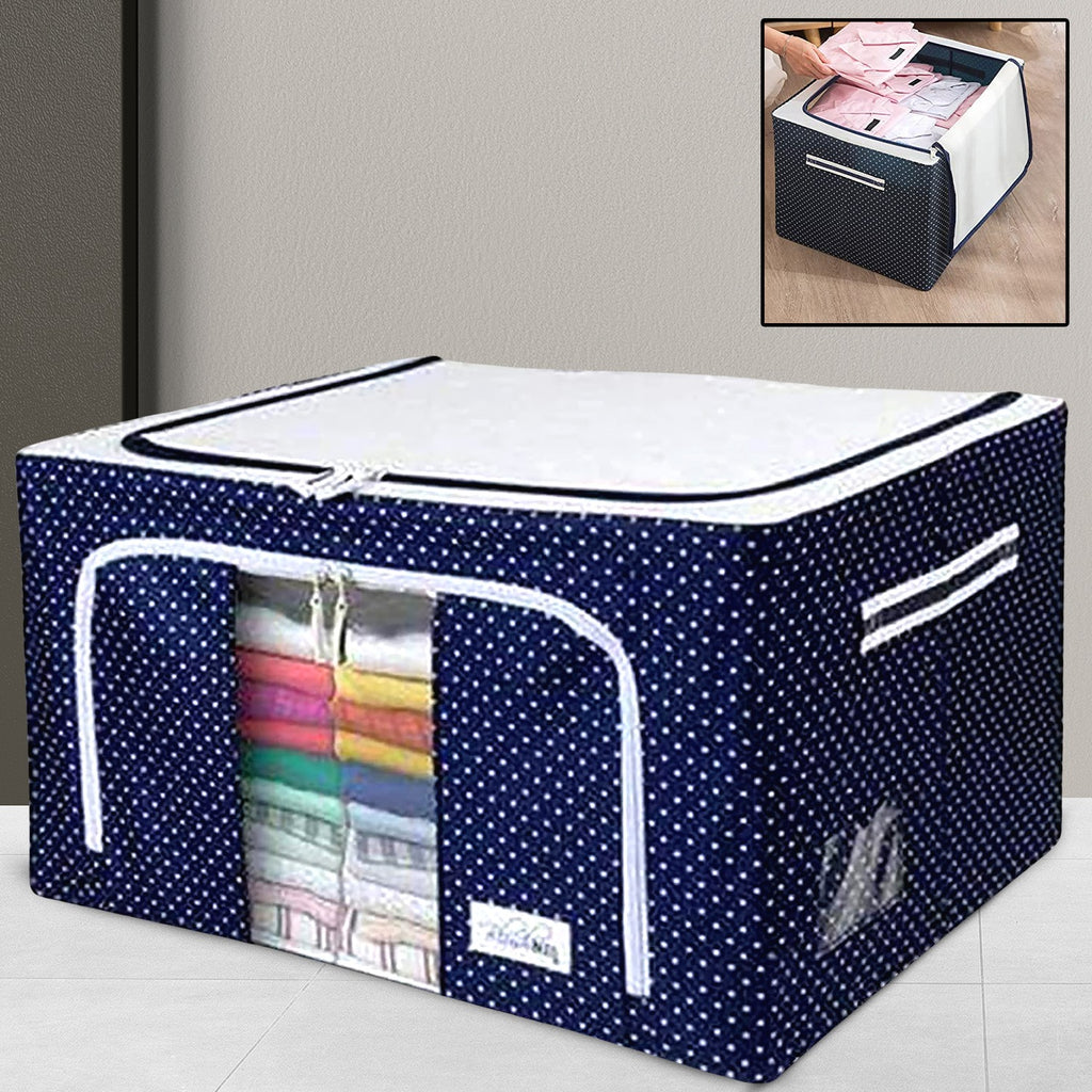 Foldable Steel Frame Storage Organizer – Large Capacity for Bedding, Clothes &amp; More (66L / 1 Pc)