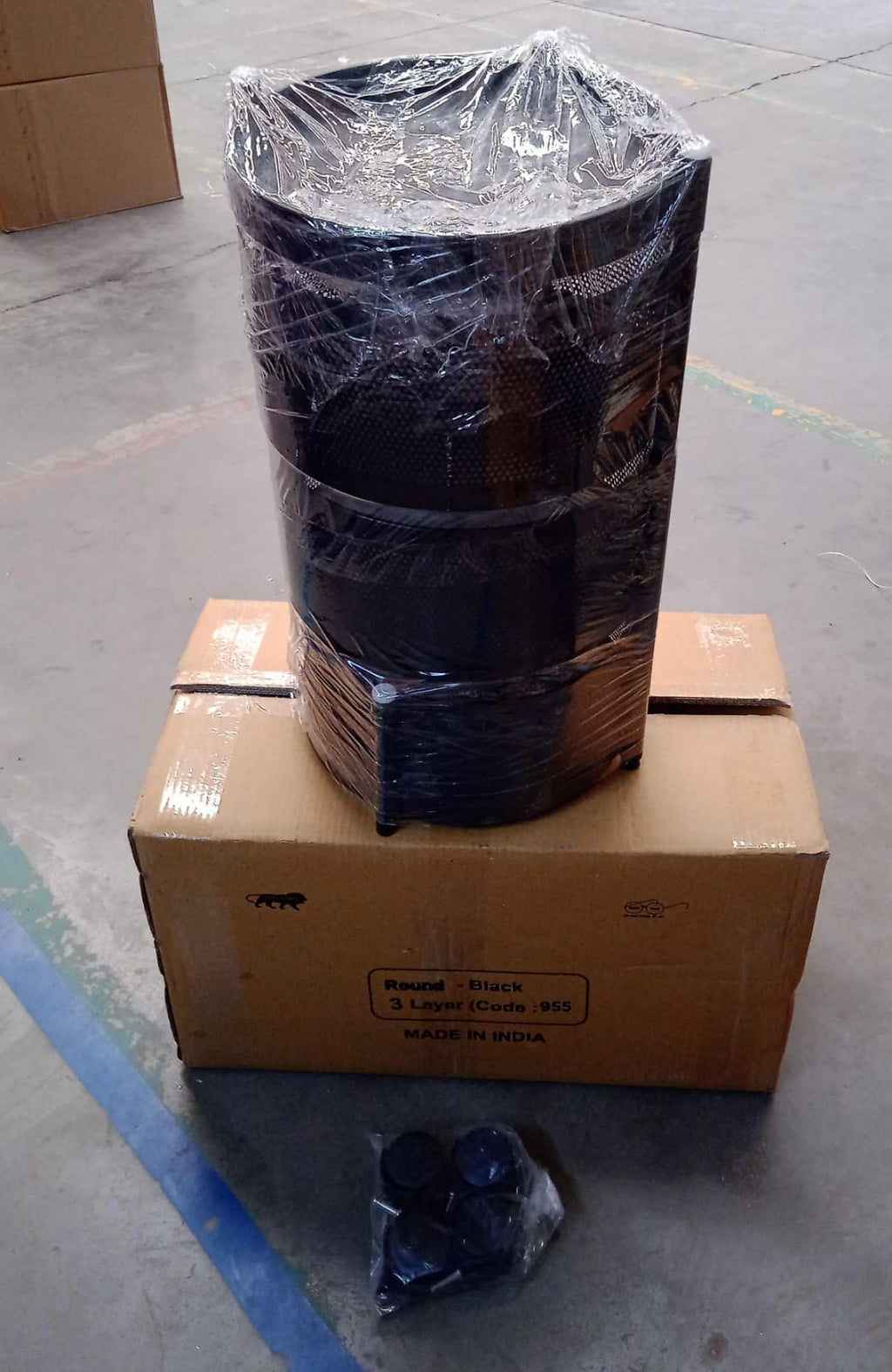 Metal Round High-Quality Kitchen Trolley – 4 Layer Rotating Rack with Wheels