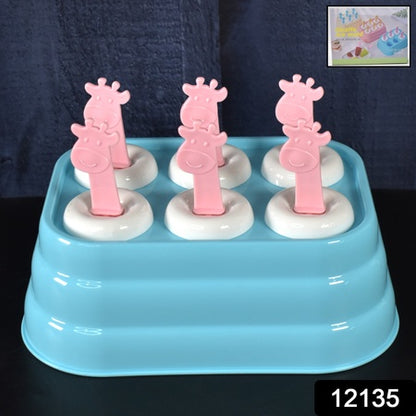 6-Cavity Giraffe Shape Ice Cream Mould – BPA-Free Plastic Popsicle Maker for Kids & Adults | DIY Frozen Treats (1 Pc)