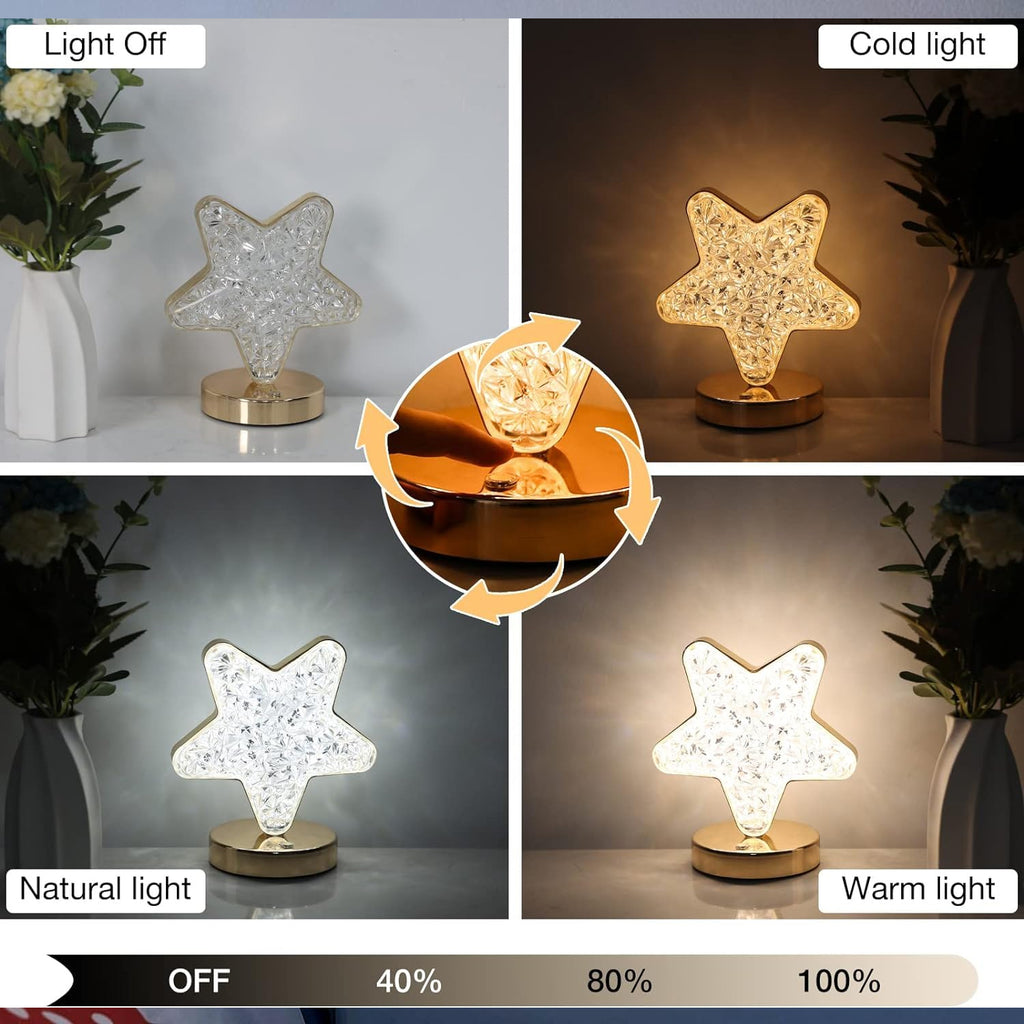 Star Shape Crystal Diamond Lamp – Cordless &amp; Rechargeable