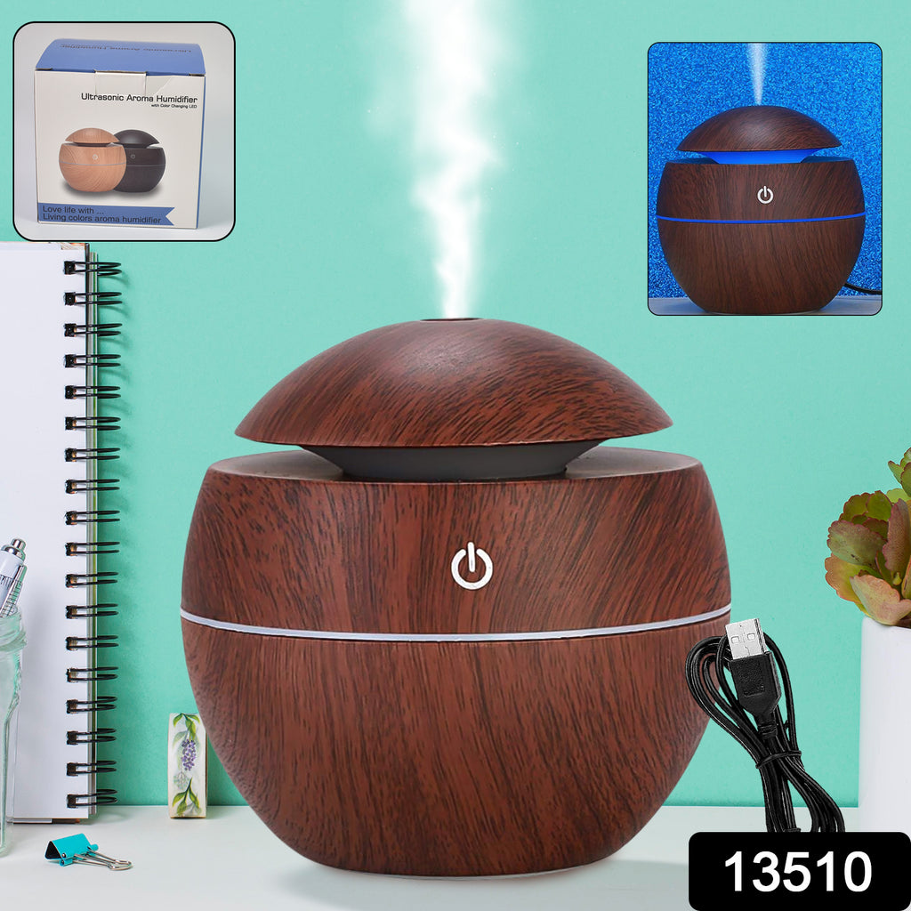 Ultrasonic Aromatherapy Humidifier – 130ml | USB Powered | LED Light Air Diffuser (1 Pc)