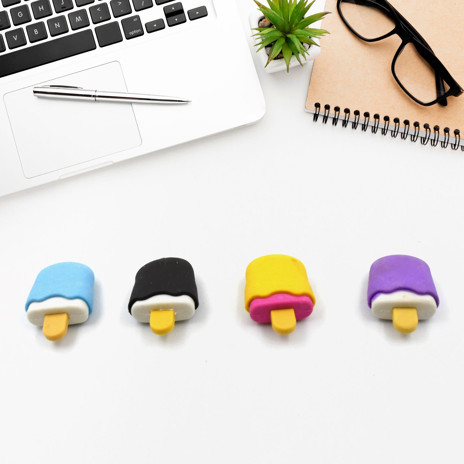 Ice Cream Themed Eraser Set for Kids - 4-Piece Fun Shaped School Supplies & Party Favors