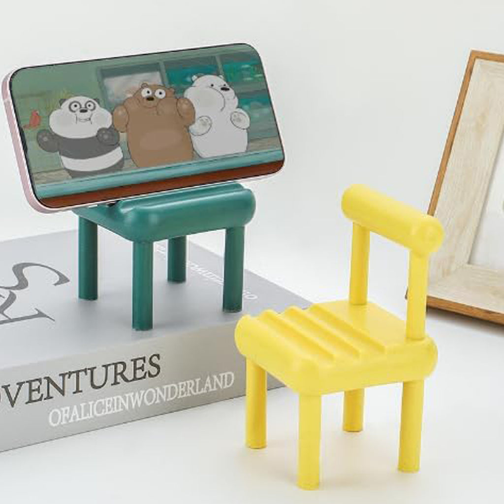 Mini Chair Mobile Phone Holder – Cute Wooden Cellphone Stand for Desk | Universal Compatibility