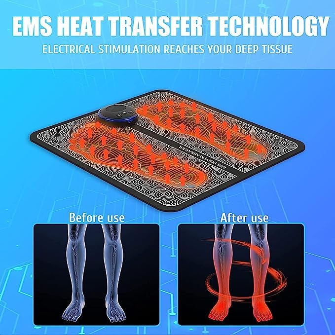 EMS Foot Massager – Electric Muscle Stimulator Mat | 8 Modes, 19 Gears, Foldable & Portable