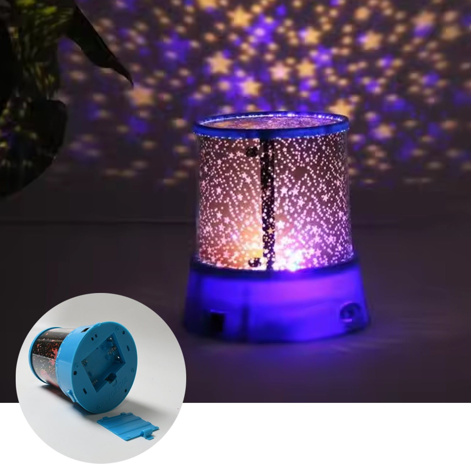 LED Projector Night Light – Rotating Star Lamp with Music Function