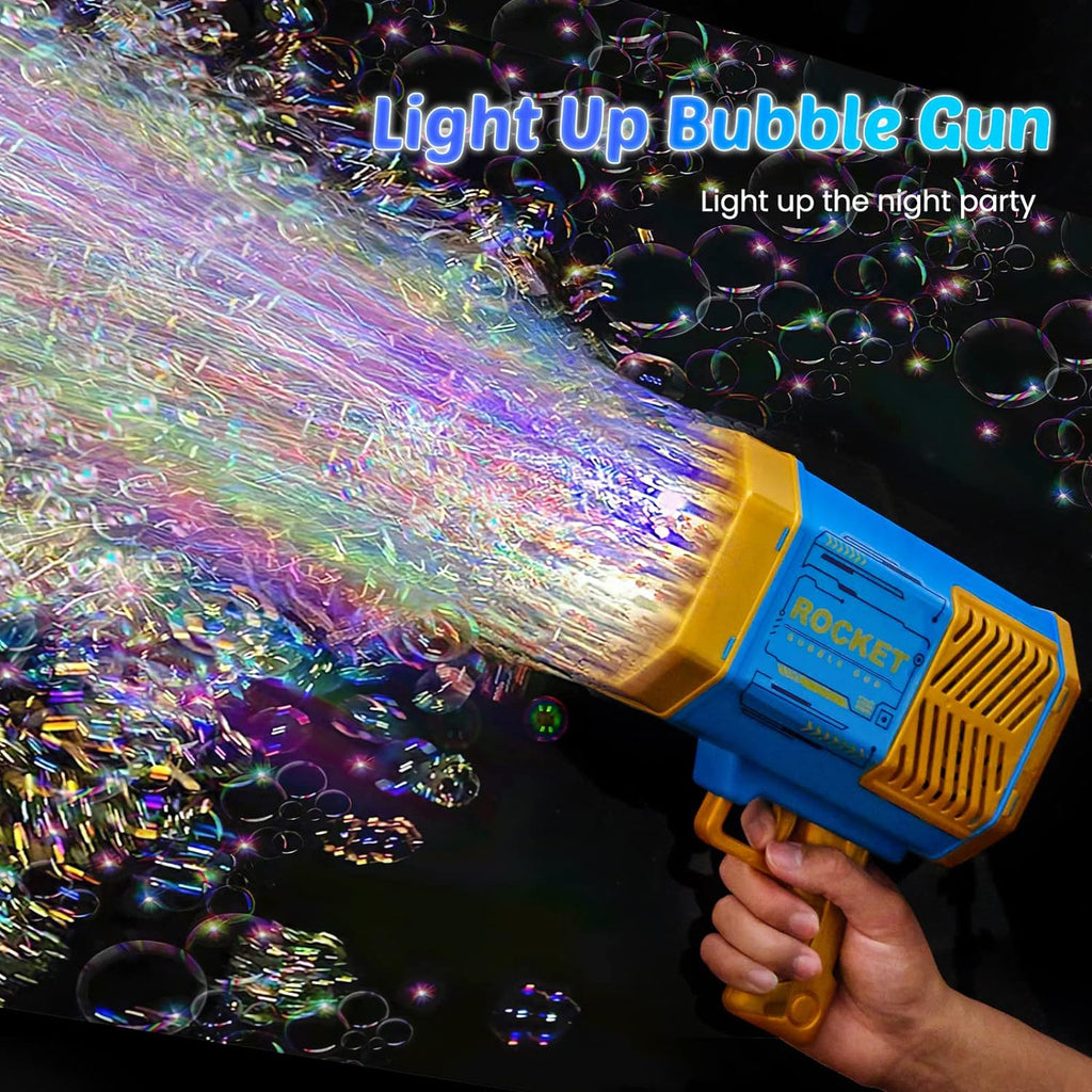 69-Hole Big Rocket Boom Bubble Gun – Rechargeable & Powerful