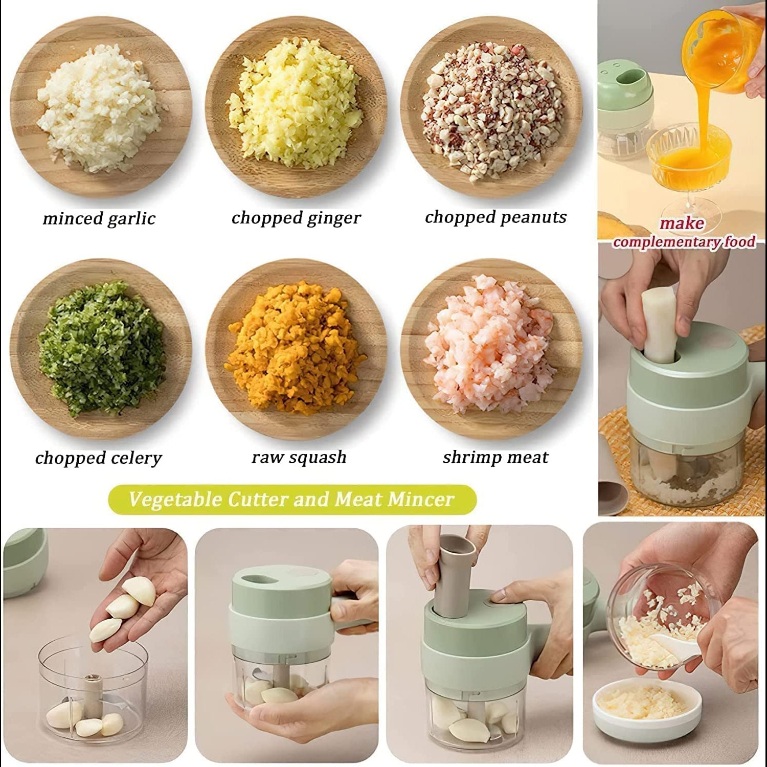 4 in 1 Electric Handheld Vegetable Cutter & Food Chopper Set – Multifunction Slicer
