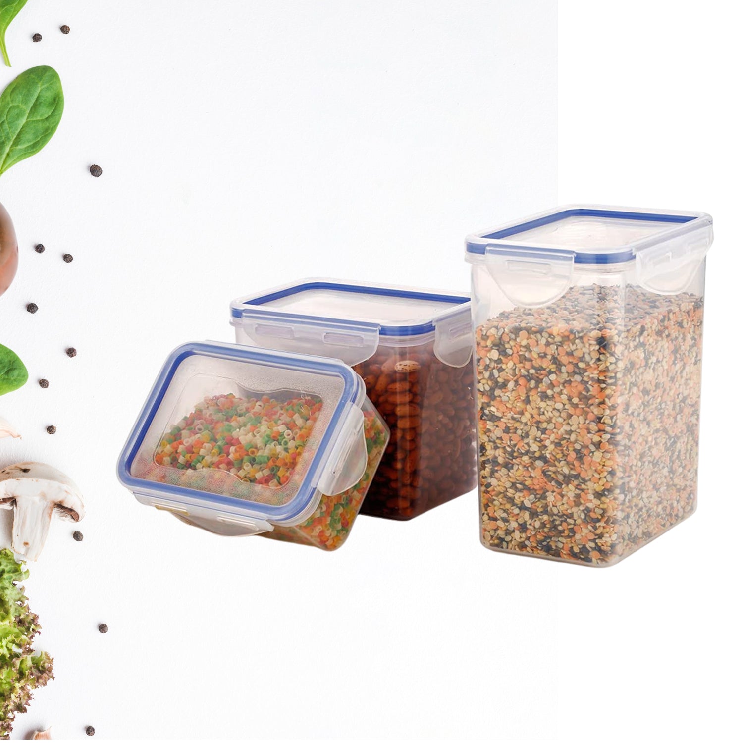 Classics Rectangular Airtight Food Storage Container Set – 3 Pc (500ml, 1000ml, 1500ml) Leak-Proof & Stackable