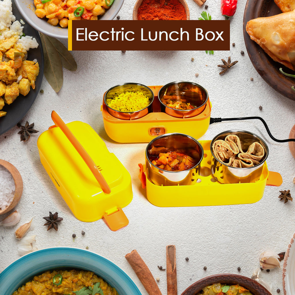 2-Layer Electric Lunch Box for Office – Portable Food Warmer with 4 Stainless Steel Containers