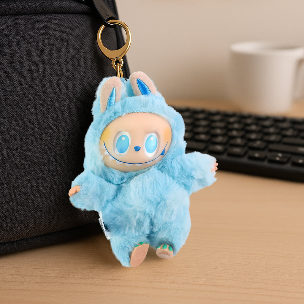 Sky Blue Plush Toy Keychain – Cute Cartoon Hanging Soft Toy with Hook for Kids & Bags (1 Pc)