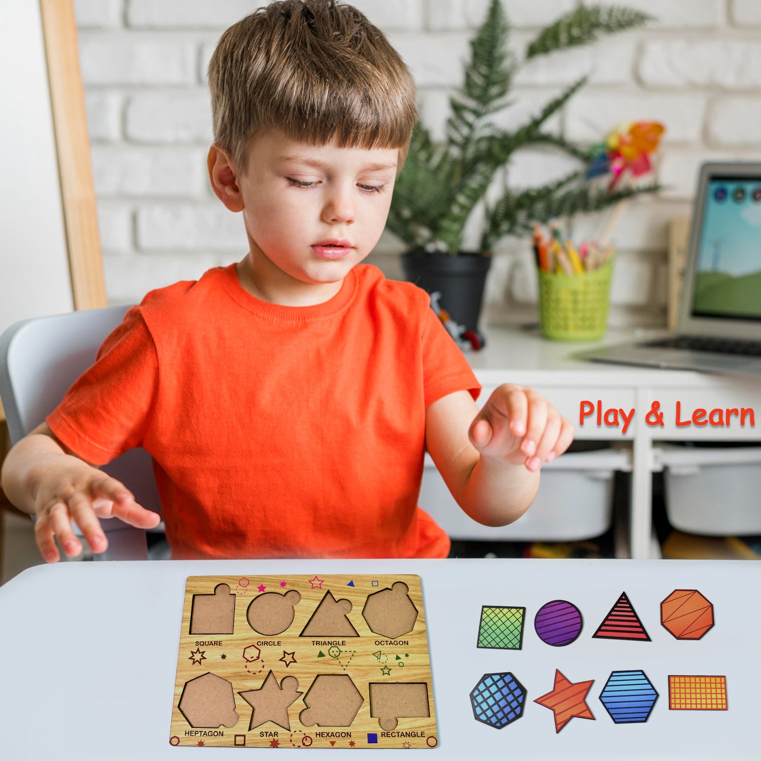 Wooden Triangles Puzzle Board - Educational Shape Learning Toy for Kids Development