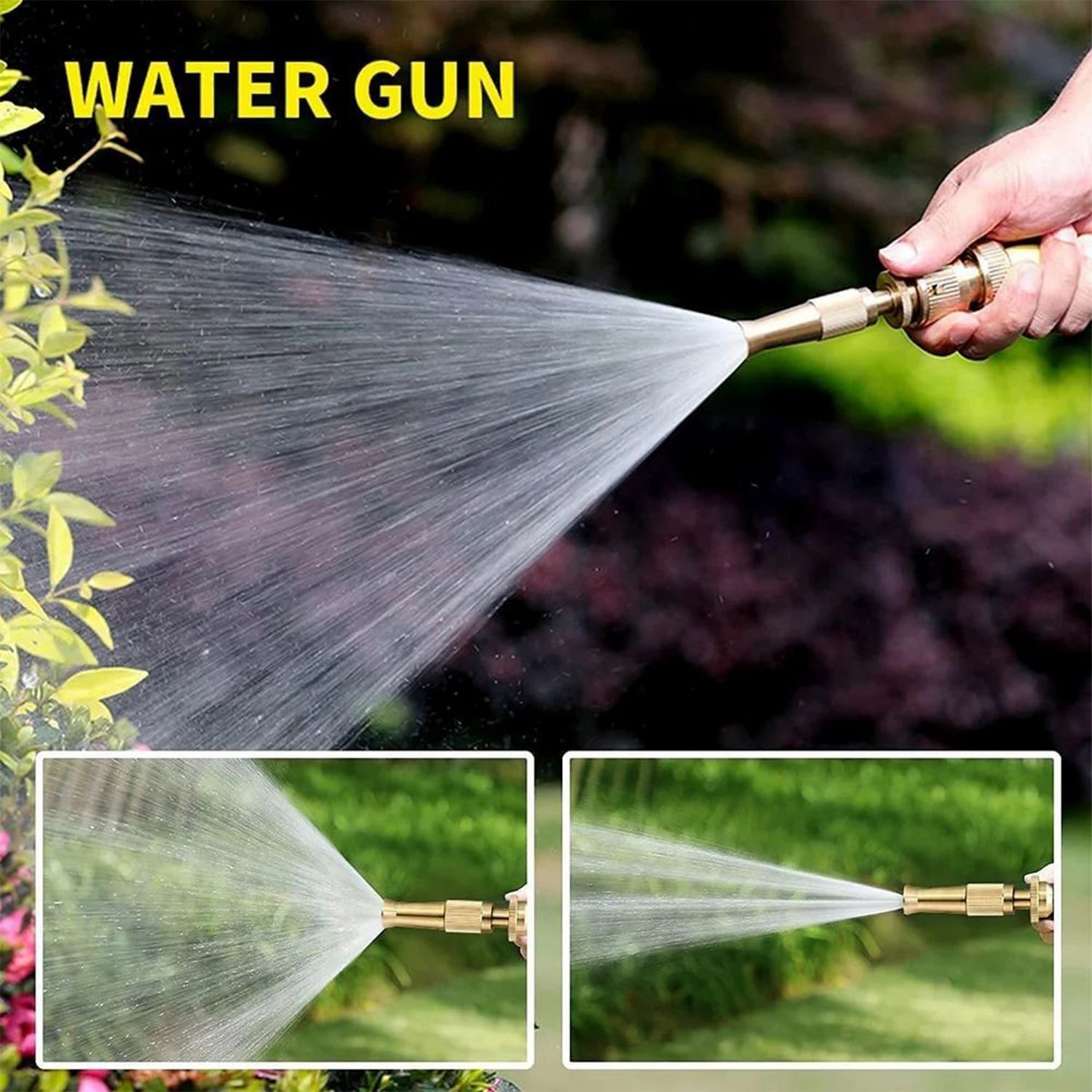 Adjustable Brass Water Spray Nozzle - High Pressure Booster Gun for Garden & Car Wash