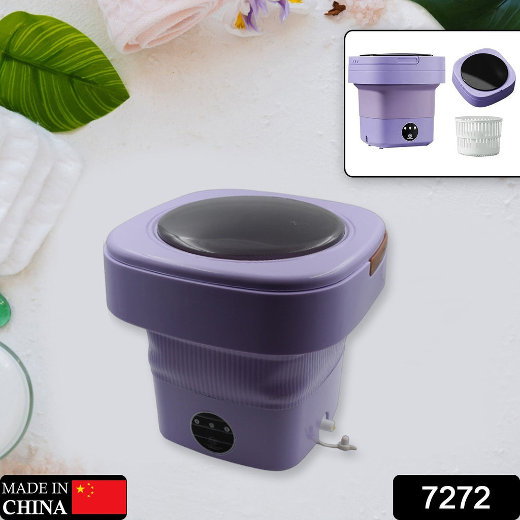 Foldable Mini Washing Machine – With Drain Basket | Portable Washer for Travel, Baby Clothes & Small Laundry