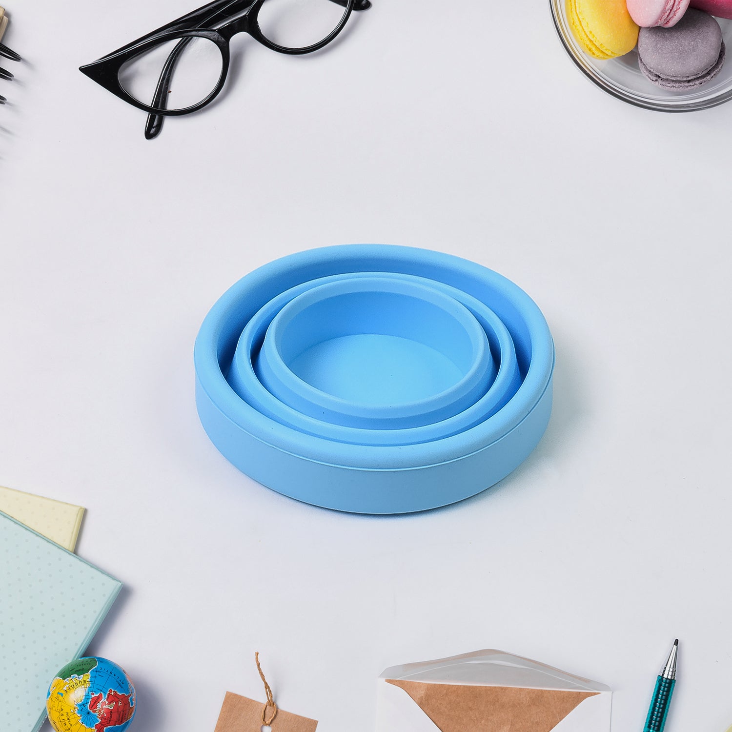 Round Silicone Foldable Glass – Lightweight Travel Mug Without Lid | BPA-Free & Collapsible (1 Pc)