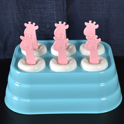 6-Cavity Giraffe Shape Ice Cream Mould – BPA-Free Plastic Popsicle Maker for Kids & Adults | DIY Frozen Treats (1 Pc)