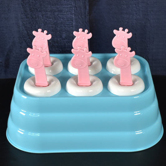 6-Cavity Giraffe Shape Ice Cream Mould – BPA-Free Plastic Popsicle Maker for Kids & Adults | DIY Frozen Treats (1 Pc)