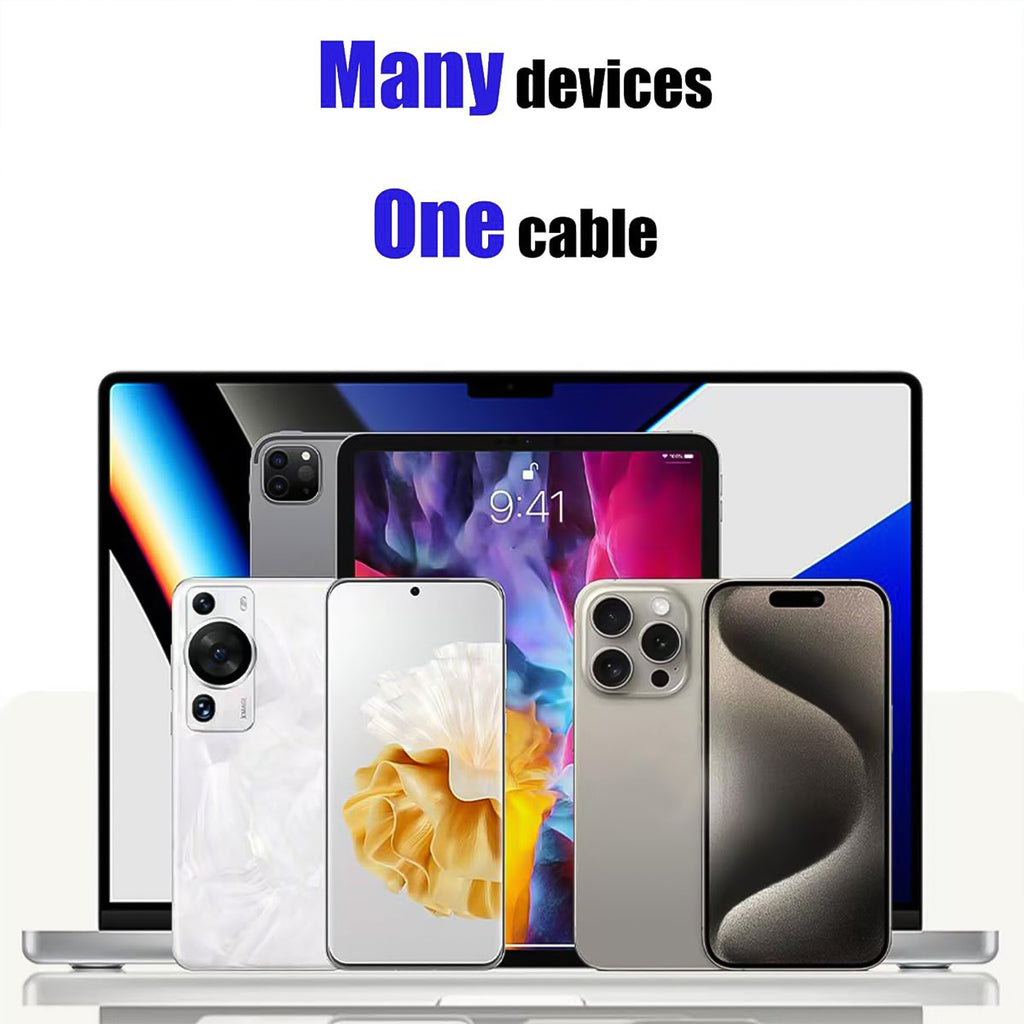 4 in 1 Spring Fast Charging Cable – 65W Retractable Multi-Device Charger (1 Pc / 1.5 Mtr)