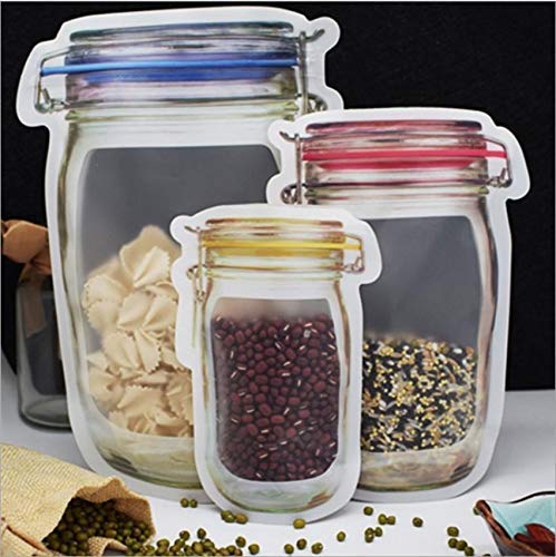 Transparent Jar-Shaped Stand-Up Pouch Set – Reusable Airtight Zipper Bags (Small, Medium, Large – Multipack)
